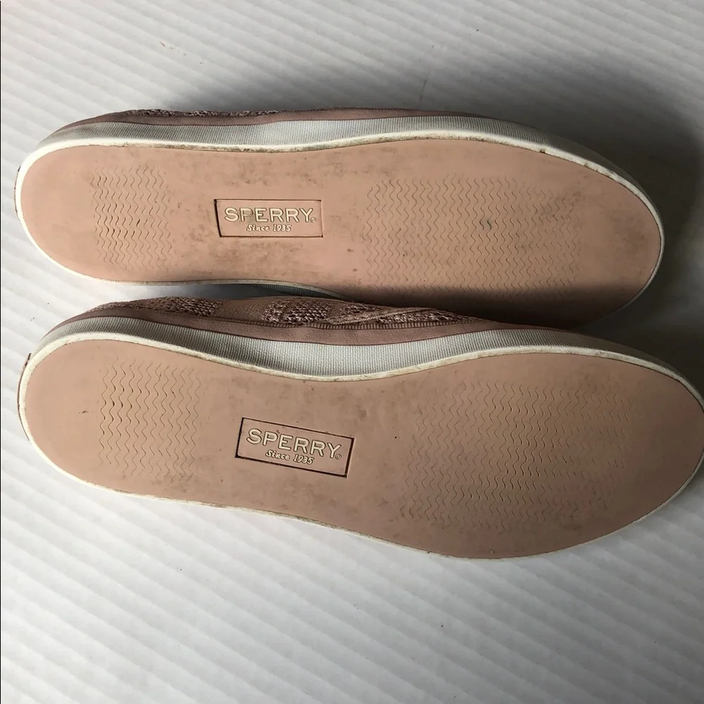 SPERRY Women’s Seaside Striped Knit Slip-on Sneakers size 9.5 Rose